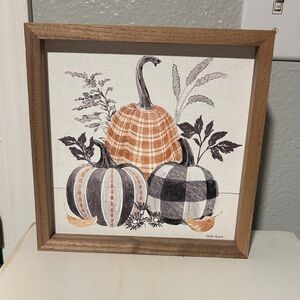 Autumn Pumpkin Trio Framed Wall Art - Orange, Black, Cream